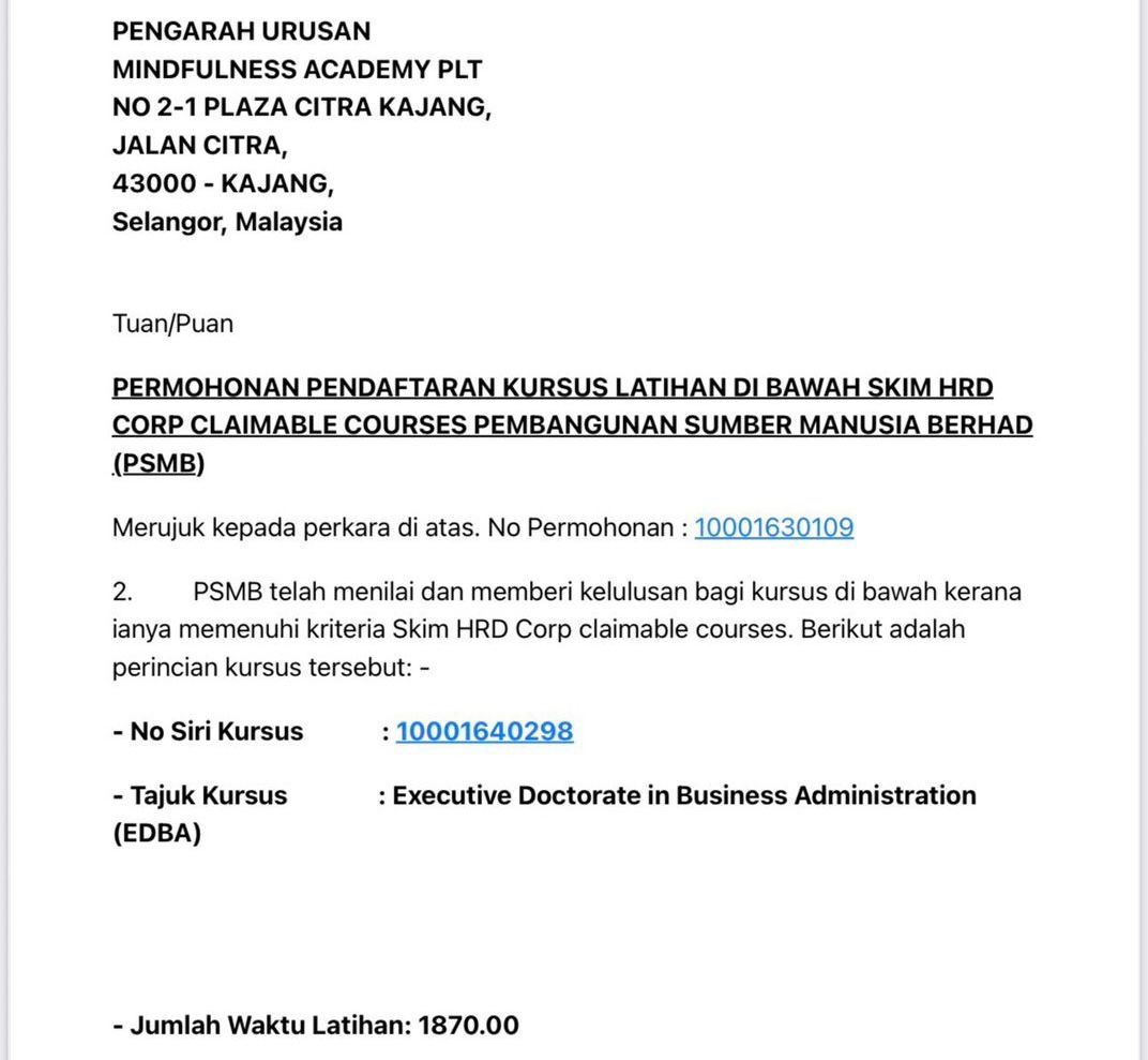 HRD Corp Approval Letter